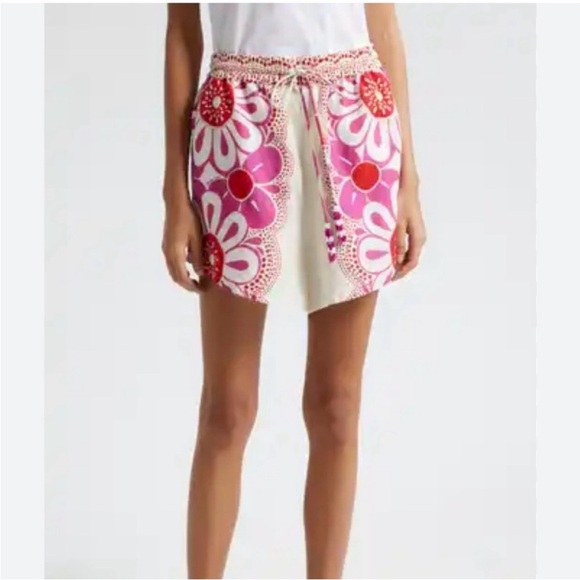 NWT Farm Rio Maia off white floral linen blend shorts drawstring shorts XS - Picture 7 of 12